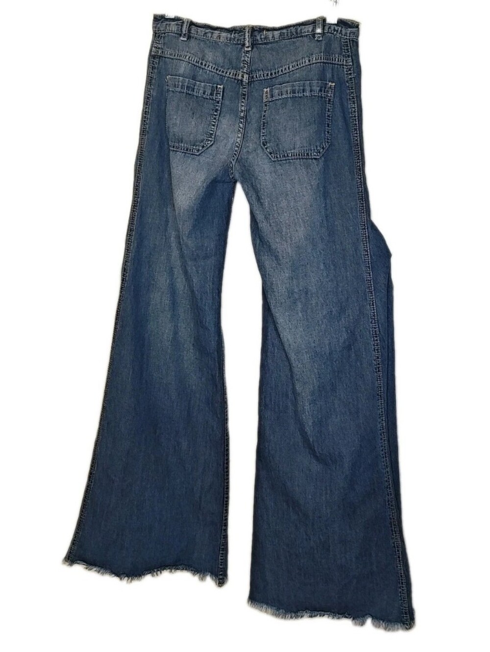 Free People Y2K Low Rise Extreme Flare Jeans Blue Denim Bell Bottoms Sz 25 28/32 - Picture 2 of 7